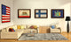 Finland Country Textured Flag Print With Brown Gold Frame, 15"X21"