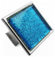 Sparkling Aquamarine Blue Sand Crystal Glass Brushed Nickel Madison Classic Knob