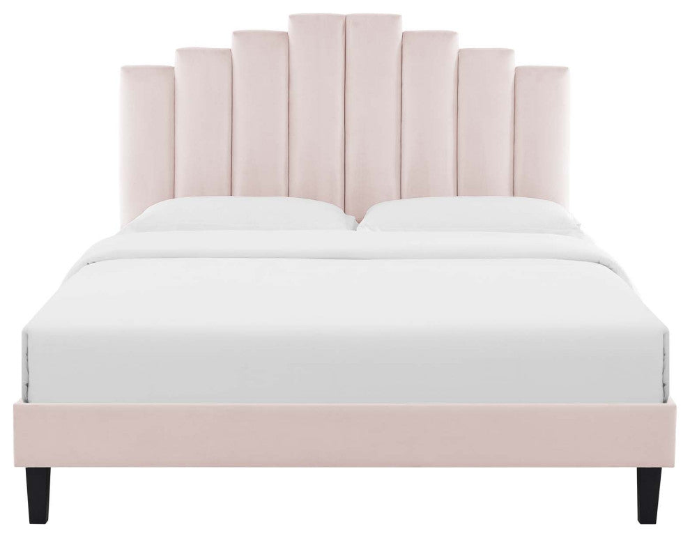 Elise King Performance Velvet Platform Bed-Pink