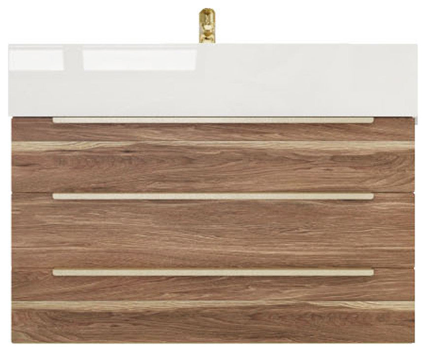 Madison 30" Wall Mounted Vanity with Reinforced Acrylic Sink, White Oak