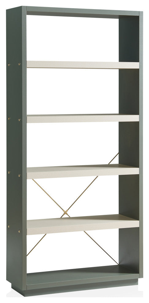 71" Springdell Modern Etagere Bookcase, Sage Green