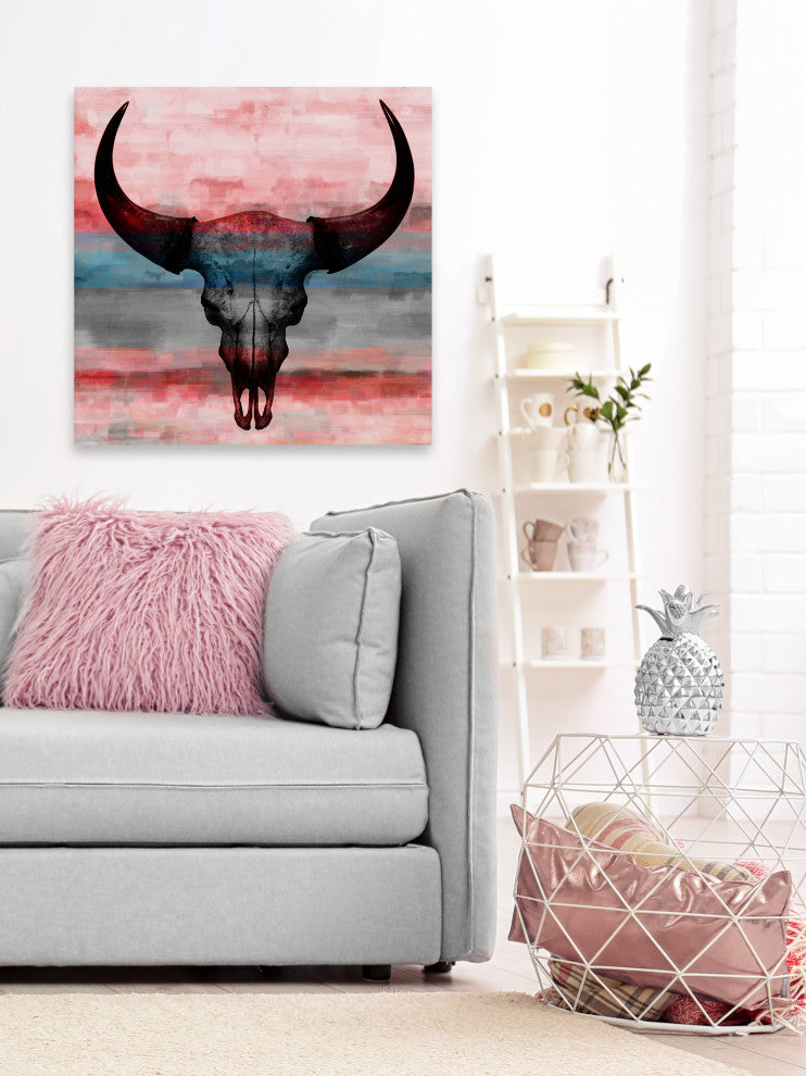 "Pastel Skull" Fine Art Canvas Print, 32"x32"