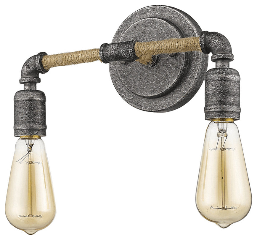Two Light Industrial Textured Gray Wall Light