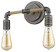 Two Light Industrial Textured Gray Wall Light