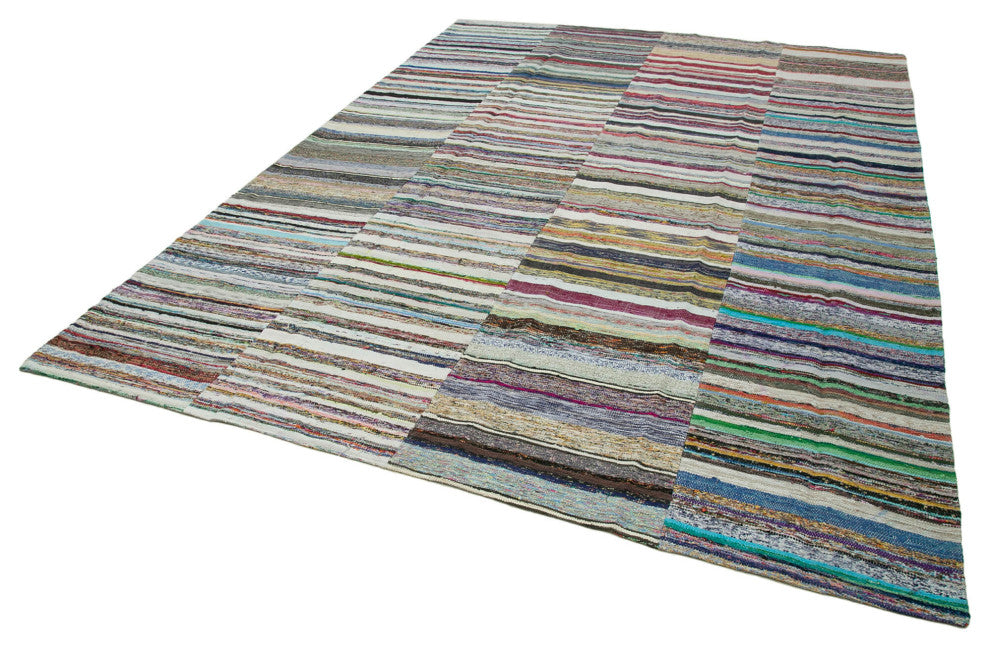Rug N Carpet - Handmade Oriental 8' 7'' x 12' 2'' Unique Patchwork Kilim Rug
