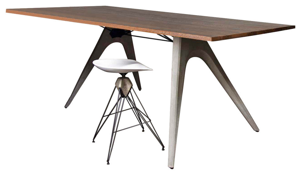 Kahn Counter Height Dining Table in Seared Oak and Cast Concrete