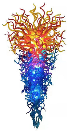 Orange Blue Spiral Stair Blown Glass Chandelier Lighting