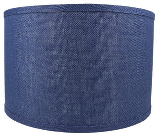 Classic Drum Burlap Lampshades, Navy Blue, 16"