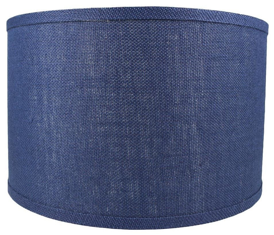 Classic Drum Burlap Lampshades, Navy Blue, 16"