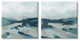 Cloudy Blue Mountain Scene Abstract Landscape Design, 2pc, each 17 x 17
