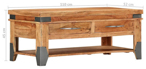 vidaXL Coffee Table End Table Accent Side Table Solid Wood Acacia 43.3 Inch