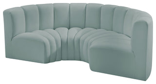 Arc Vegan Leather Upholstered 4-Pc. Inward Curved Modular Sectional, Green