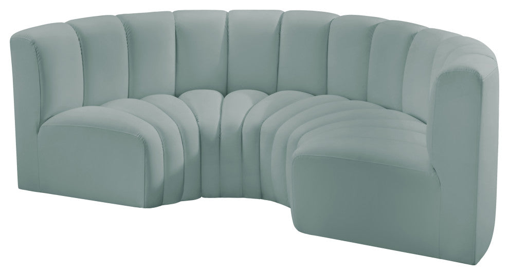 Arc Vegan Leather Upholstered 4-Pc. Inward Curved Modular Sectional, Green
