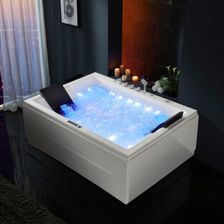 Whirlpool Bathtub 2 Person Jetted Tub 71" LED Air Massage Corner Soaking Tubs