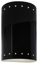 Ambiance Small Cylinder Perfs Outdoor Wall Sconce, Open, Black, Matte White, E26