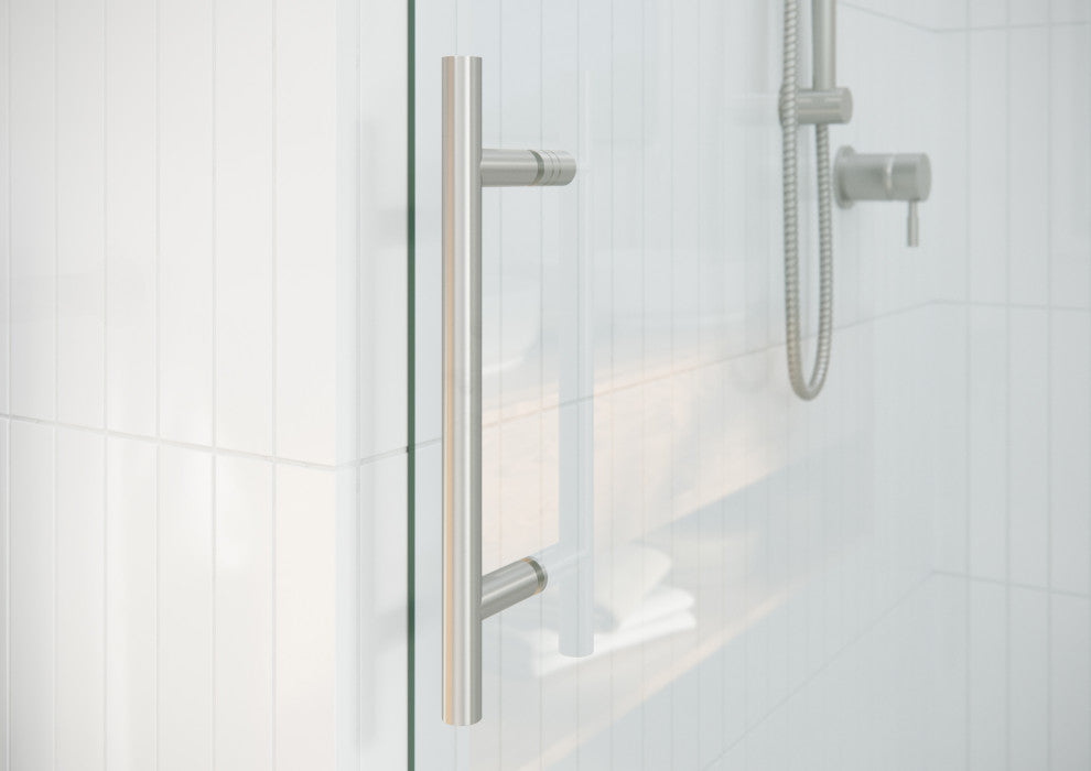 56"-60"x32"x78" Frameless Sliding Shower Door With Return Panel, Brushed Nickel
