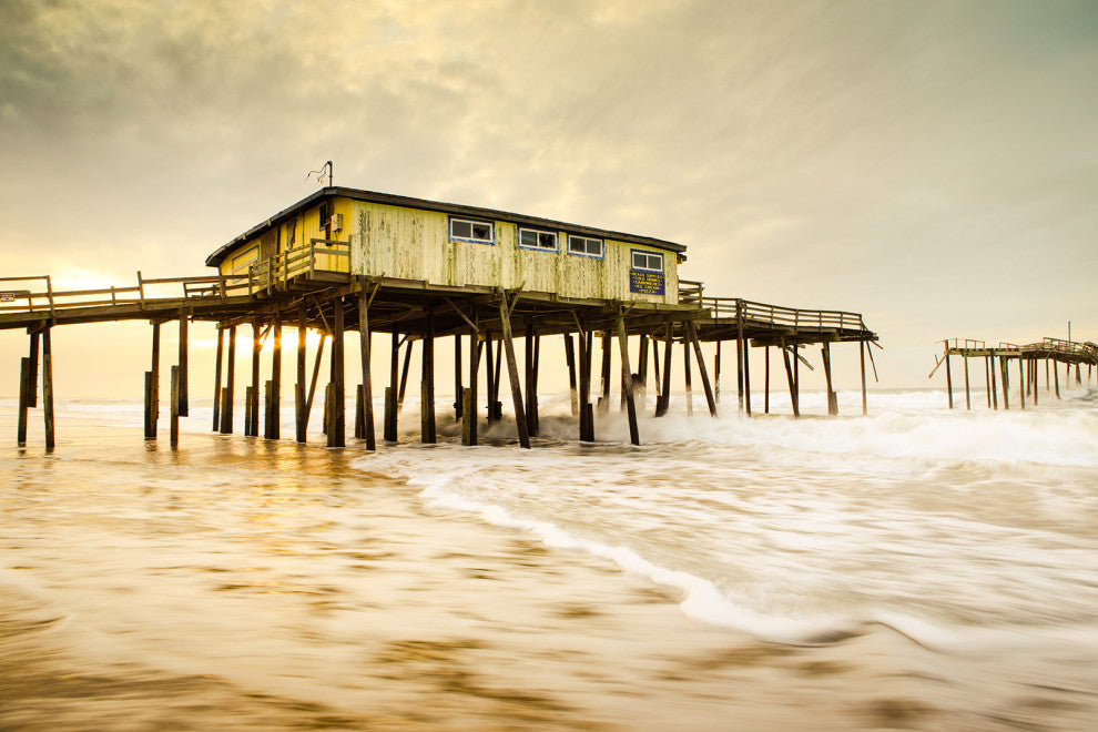 Vintage Abandoned Frisco Fishing Pier Canvas Wall Art Prints, 24" X 36"