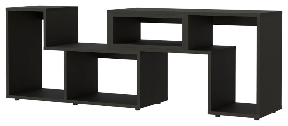 Harmony Extendable TV Stand with Multiple Shelves, Black