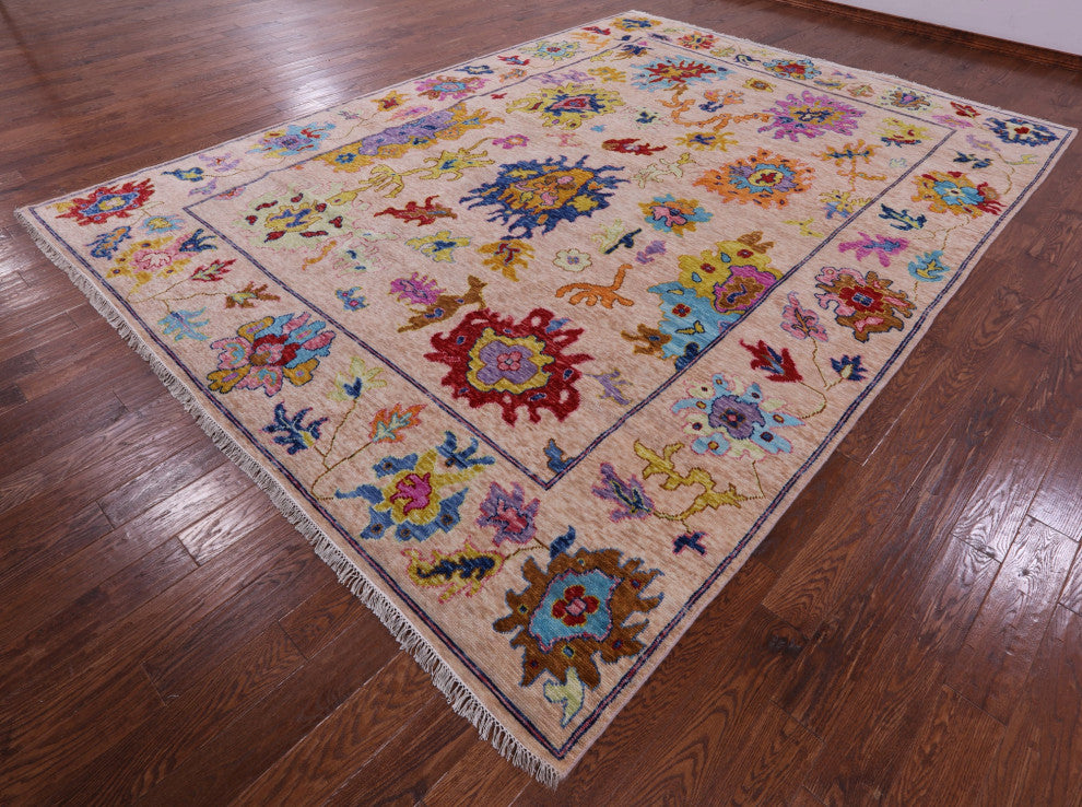 10' 1" X 13' 9" Hand Knotted Turkish Oushak Wool Rug - Q16112