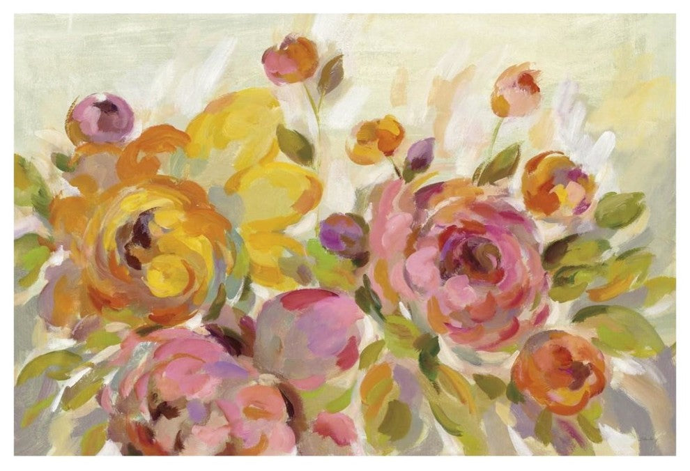 "Brushy Peonies" Digital Paper Print by Silvia Vassileva, 62"x42"
