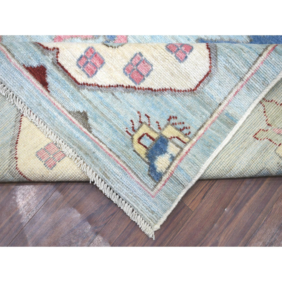 Light Blue, Anatolian Design Soft Wool Hand Knotted Oriental Rug, 8'10"x11'8"