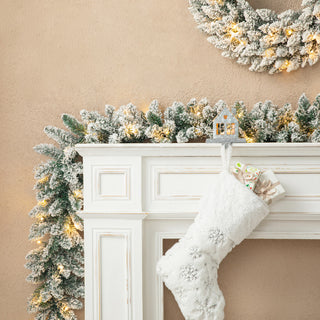 2-Pack 6' Pre-Lit Snow Flocked Christmas Garland