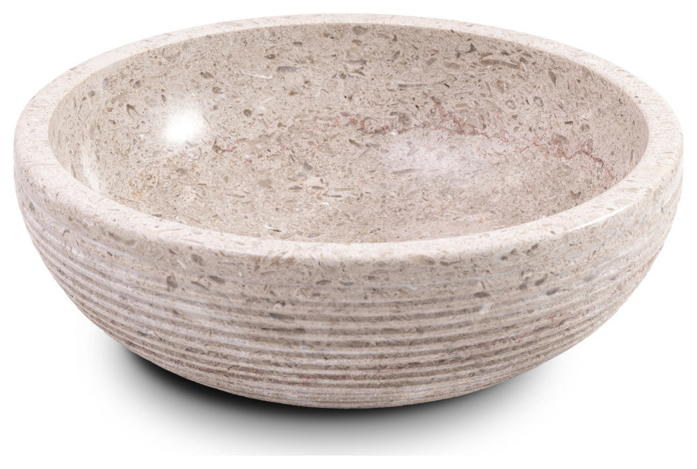 Natural Stone Vessel Bathroom Sink - Brushed Isidro Ojinaga Marble