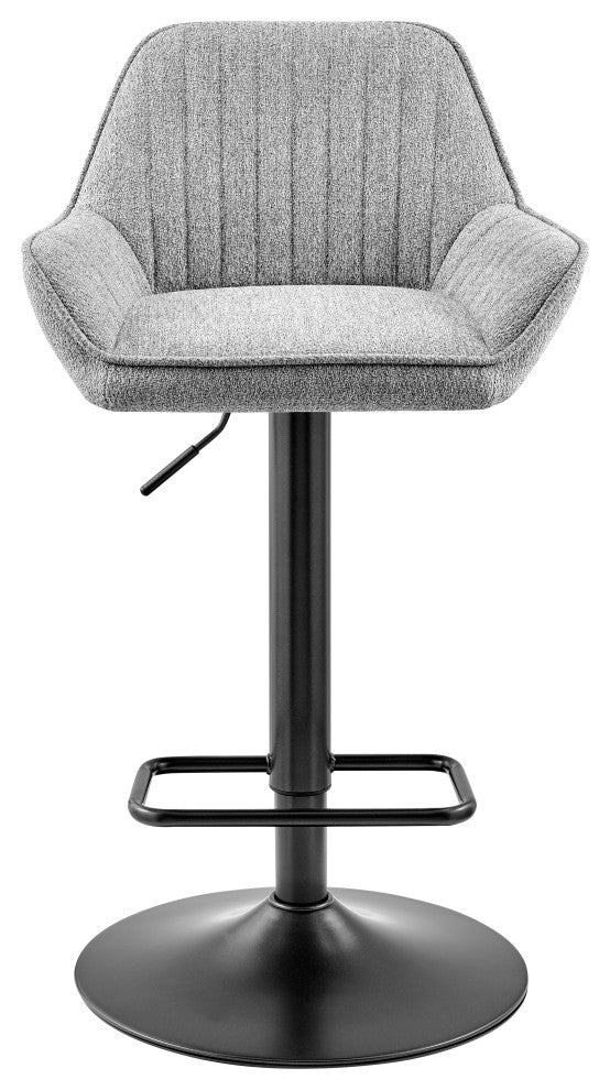 Luther Fabric Gaslift Swivel Bar Stool, Set of 2, Strata Gray