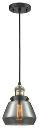 Fulton LED Mini Pendant, Black Antique Brass, Glass: Plated Smoked