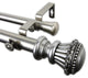 Royal 1" Double Curtain Rod, Black, Satin Nickel, 120"-170"