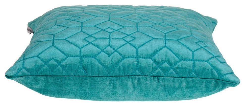 Aqua Quilted Velvet Geo Decorative Throw Pillow