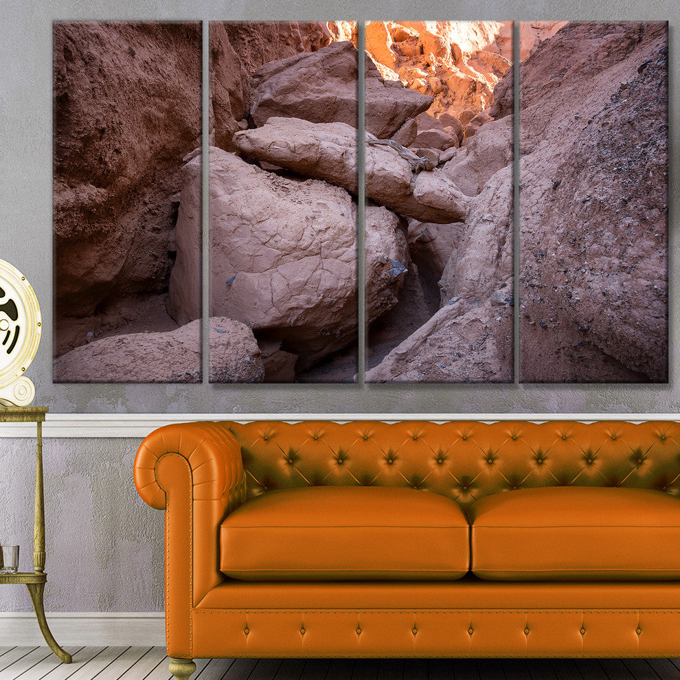 Desert Mountains in Kazakhstan, Landscape Canvas Art Print, 48"x28", 4 Panels