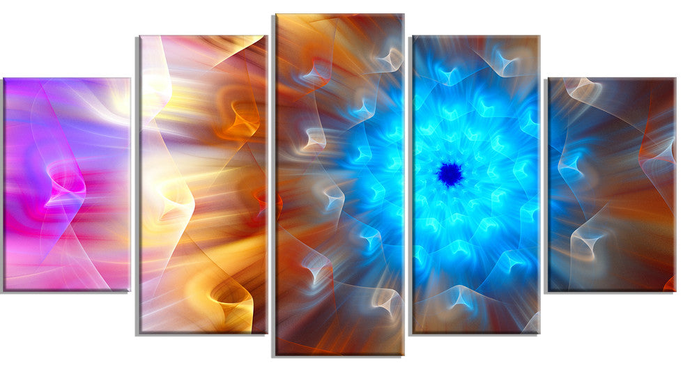 Multi Color Exotic Flower Petals, Floral Canvas Art Print, 60"x32", 5 Panels