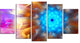 Multi Color Exotic Flower Petals, Floral Canvas Art Print, 60"x32", 5 Panels