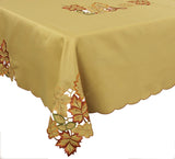 Bountiful Leaf Embroidered Cutwork Fall Tablecloth, 70"x120"