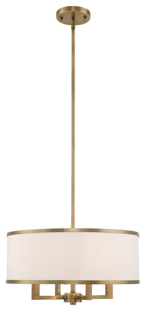 Livex Lighting Antique Brass 4-Light Pendant Chandelier