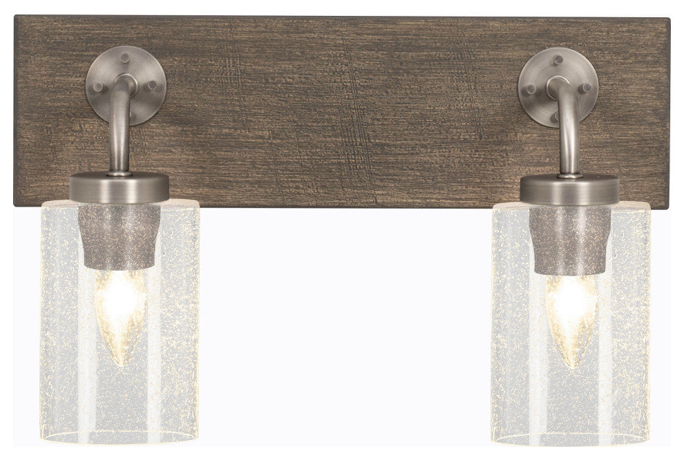 Oxbridge, 2 Light Bath Bar, Graphite & Painted Distressed Metal, 4" Clear Bubble
