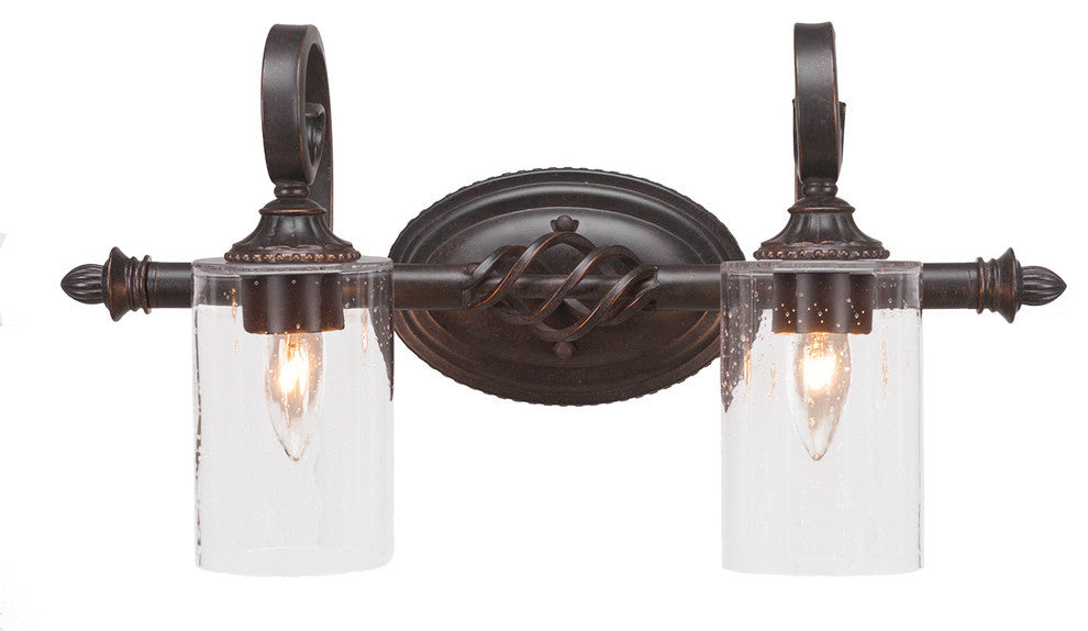 Elegante 2-Light Bath Bar, Clear Bubble