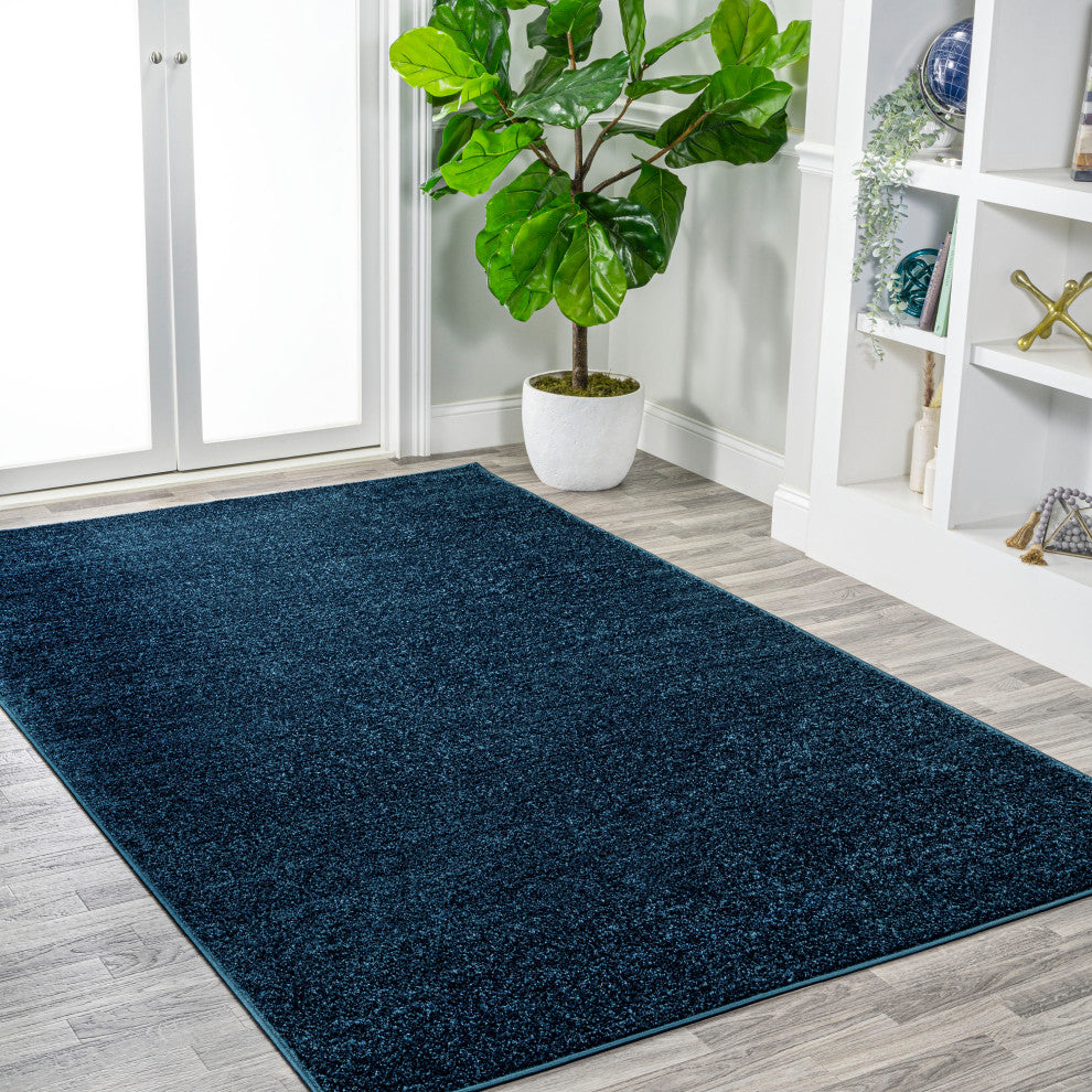 Haze Solid Low-Pile Navy 10 ft. x 14 ft. Area Rug