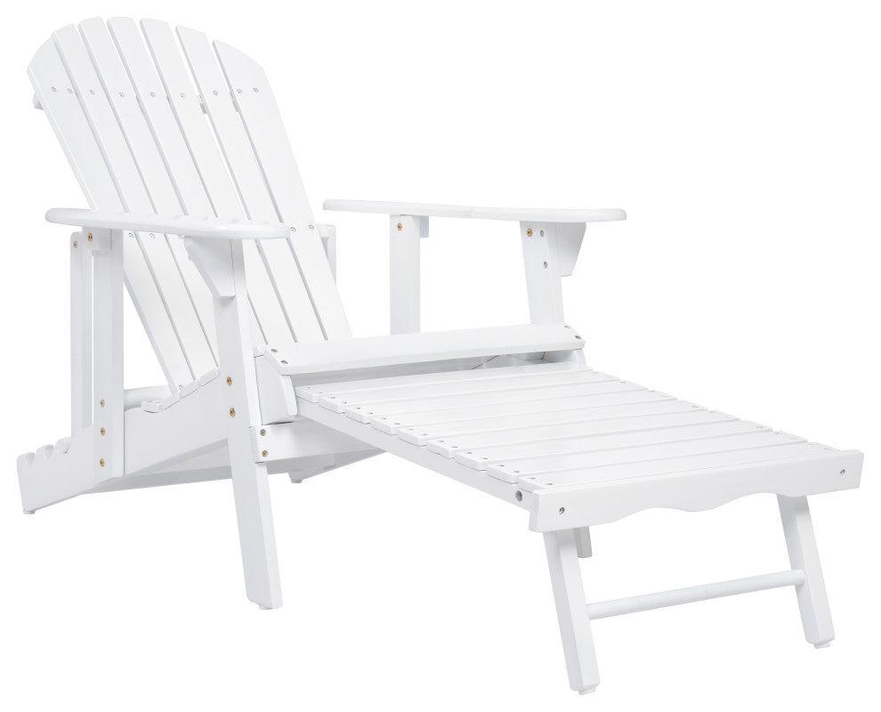 GDF Studio Katherine Outdoor Reclining Wood Adirondack Chairs, Set of 2, White