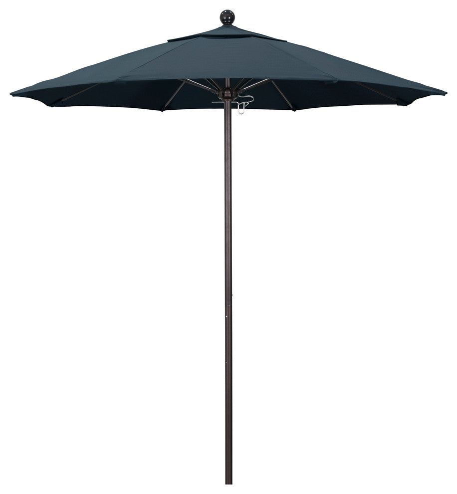 7.5' Bronze Push Lift Fiberglass Rib Aluminum Umbrella, Pacifica, Sapphire