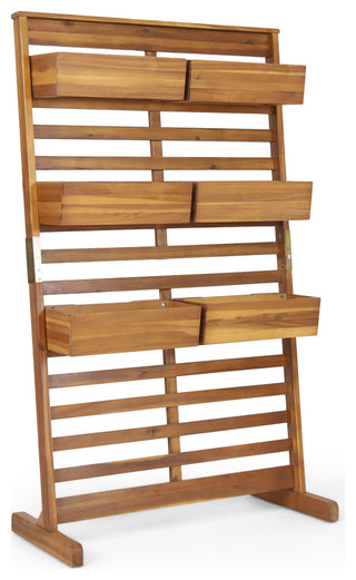 Pineview Outdoor Customizable Acacia Wood Plant Stand, Teak