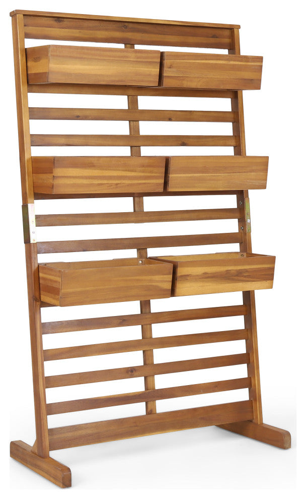 Pineview Outdoor Customizable Acacia Wood Plant Stand, Teak