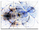 "Symmetrical Gold Blue Fractal Flower" Metal Wall Art, 3 Panels, 36"x28"