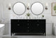 Home Living Vanity with Carrara White Marble Countertop, Black, 72", Double Sink