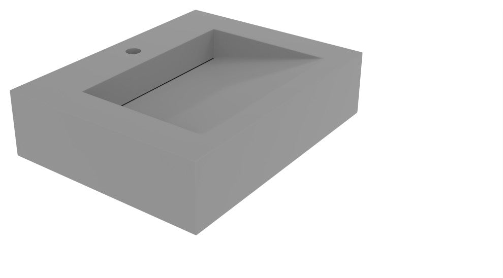 CastelloUSA Pyramid Solid Surface Wall Mounted Ramp Basin Sink, Gray, 24", Standard