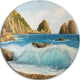 Faraglioni On Island Capri, Seascape Painting Disc Metal Wall Art, 36"