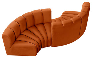 Arc Velvet Upholstered 4-Pc. Facing Modular Sectional, Cognac