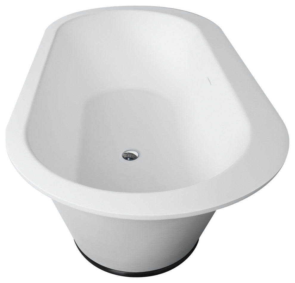 71 in. W Solid Surface Clawfoot Soaking Bathtub with Center Drain
