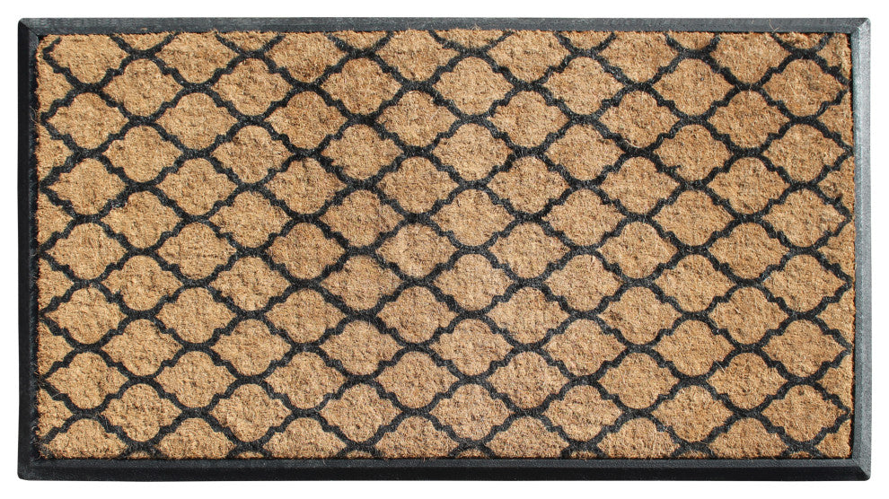 A1HC Orgee Pattern Rubber & Coir Large Outdoor Durable Doormat, 30"X48", Black